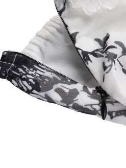 Outlet Retro Stage White 1930s Floral Halter Strap Jumpsuit Black