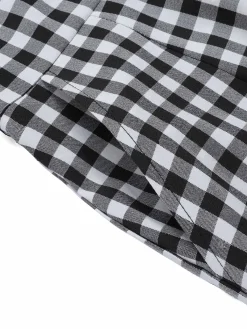 Online Retro Stage White 1940s Plaid Lapel Halter Jumpsuit Black