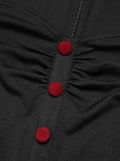 Clearance Retro Stage Black&Red 1950s Christmas Snowflake Mesh Dress Black & Red