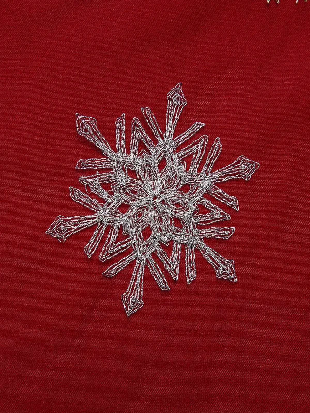 Clearance Retro Stage Black&Red 1950s Christmas Snowflake Mesh Dress Black & Red