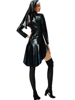 New Retro Stage &White 1980s Halloween Dress & Headband Black