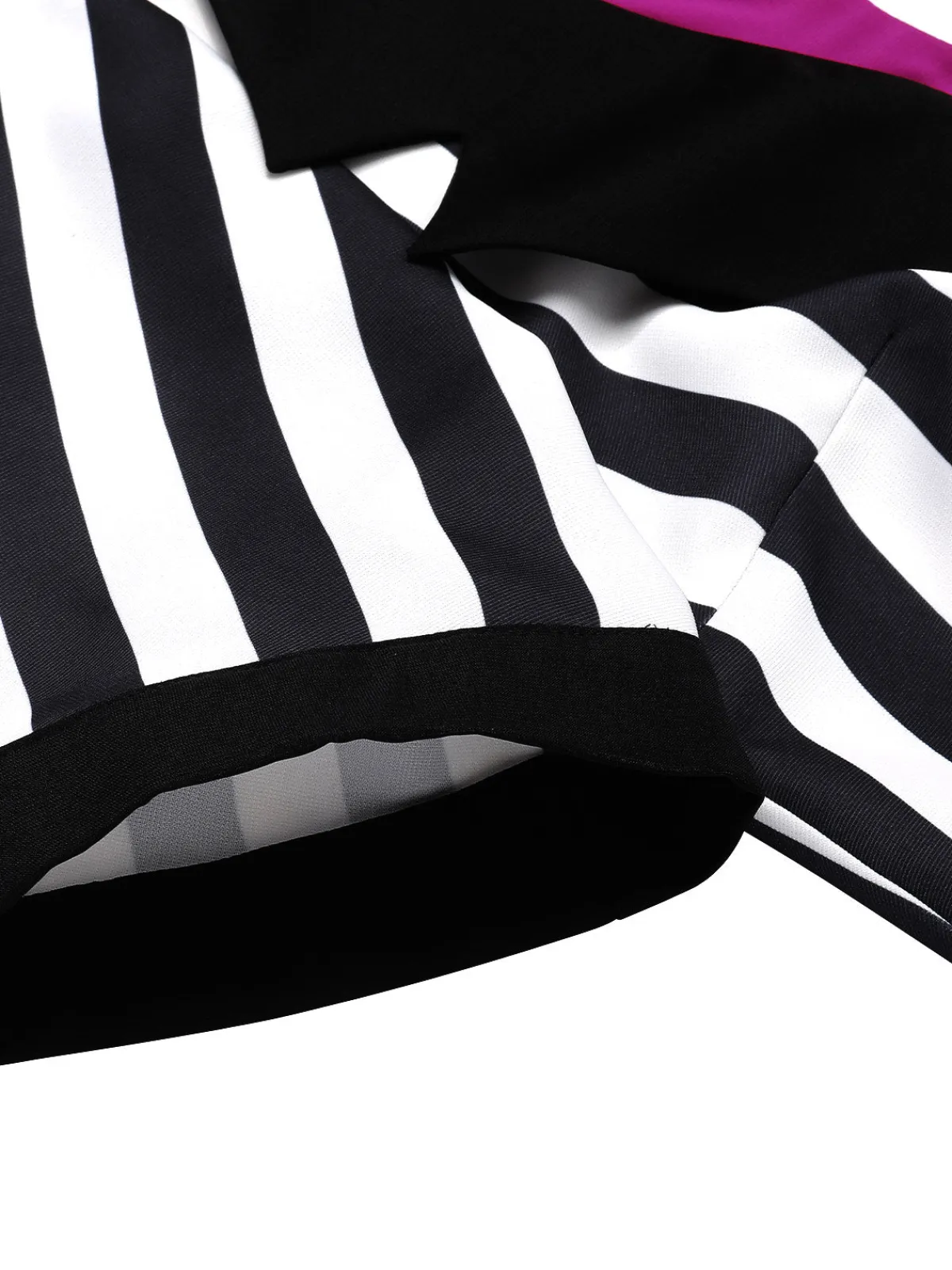 Online Retro Stage 1980s Striped Contrast Jumpsuit Black&White