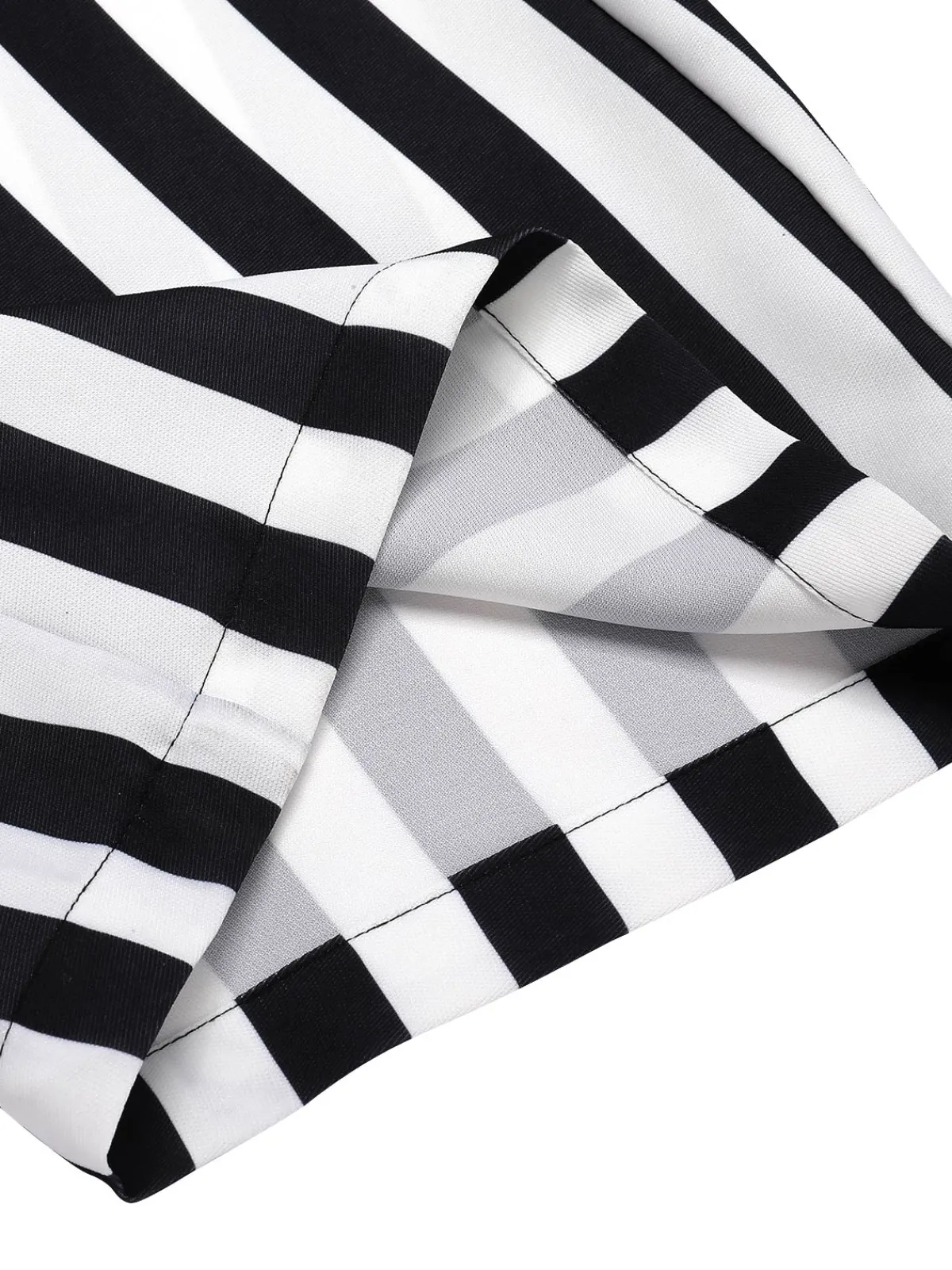 Online Retro Stage 1980s Striped Contrast Jumpsuit Black&White