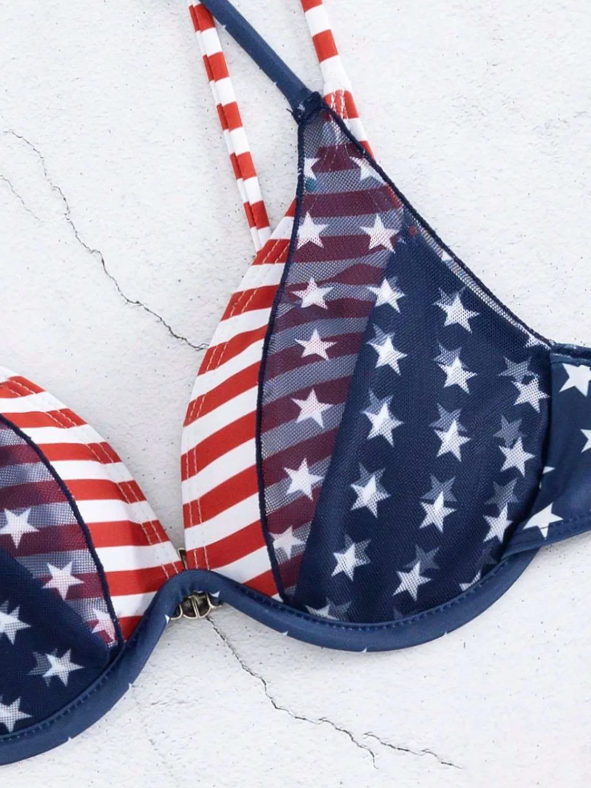 New Retro Stage 1950s Stars & Stripes Bikini Top Blue & Red