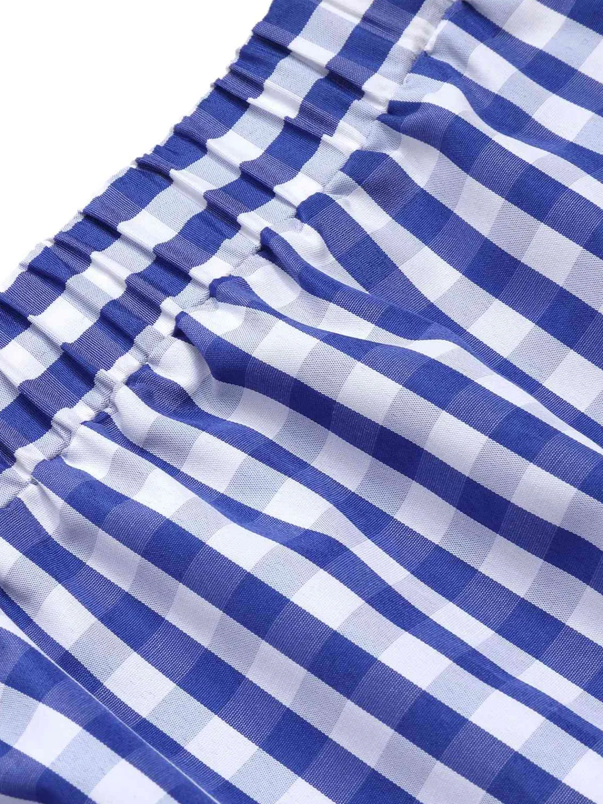 Outlet Retro Stage 1950s Lace Patchwork Plaid Skirt Blue & White