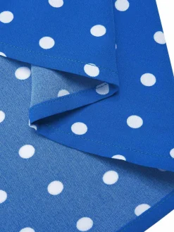 Hot Retro Stage 1940s Polka Dot Lapel Dress Blue & White