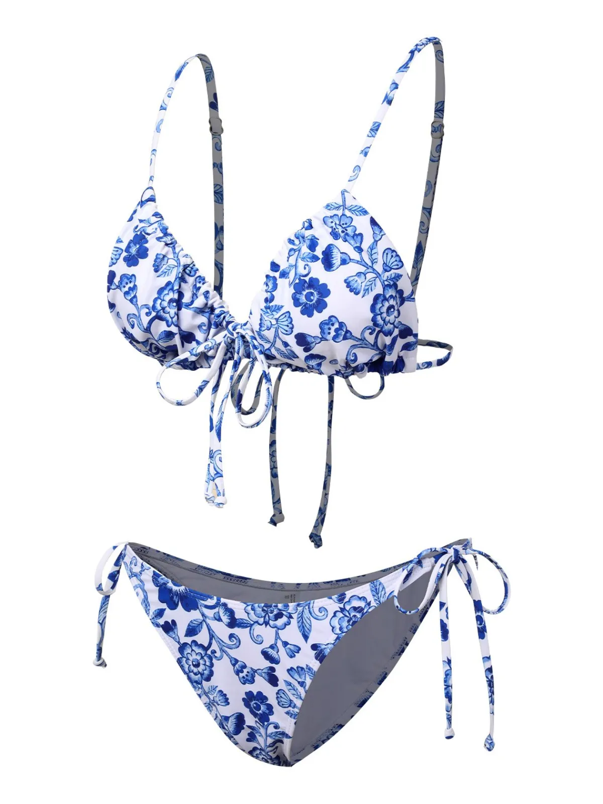 New Retro Stage 1950s Porcelain Strappy Bikini Blue & White