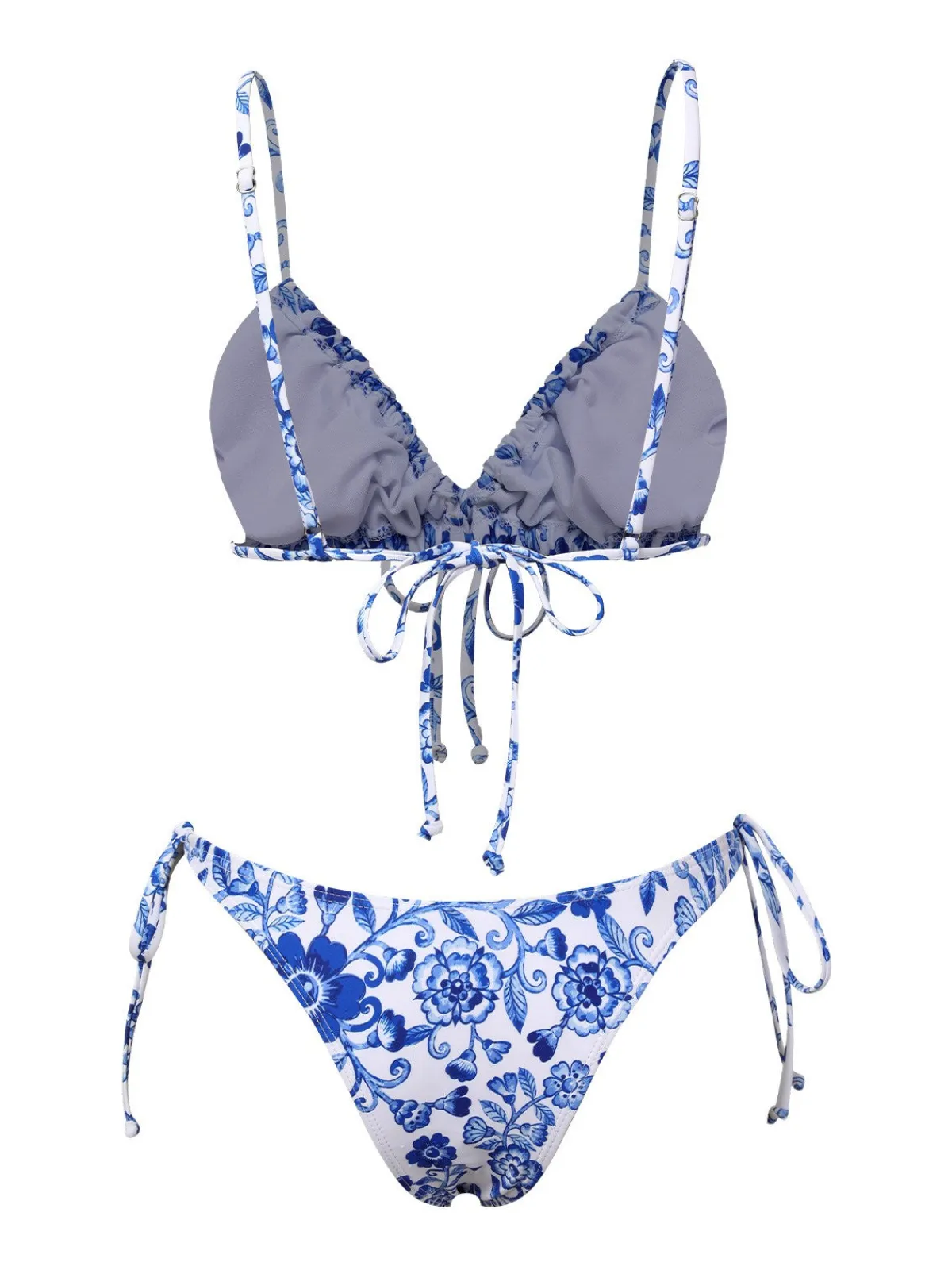 New Retro Stage 1950s Porcelain Strappy Bikini Blue & White