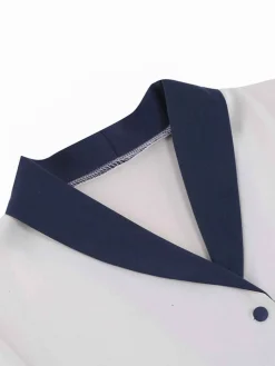 Outlet Retro Stage 1950s Solid Patchwork Dress Blue & White