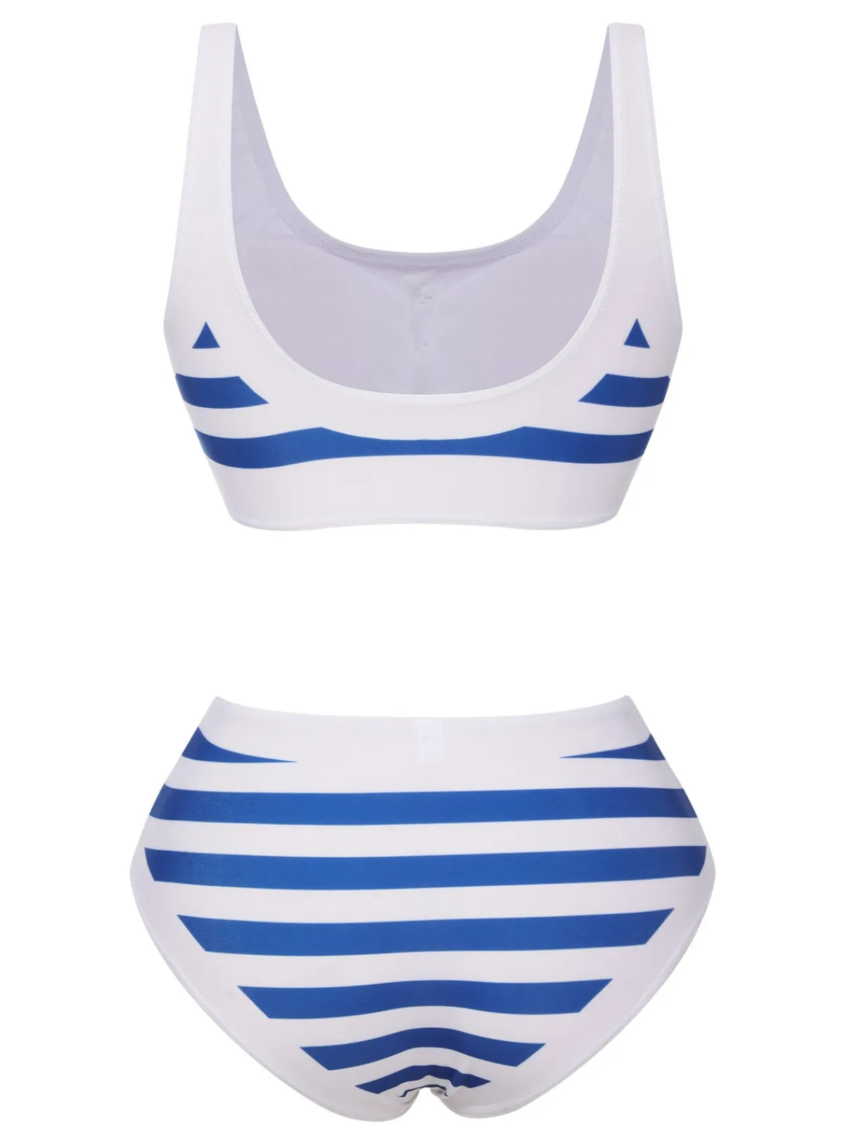 Outlet Retro Stage Blue & White 1950s Stripes Buttons Swimsuit