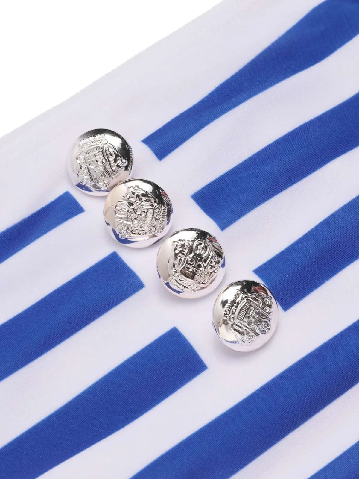 Outlet Retro Stage Blue & White 1950s Stripes Buttons Swimsuit