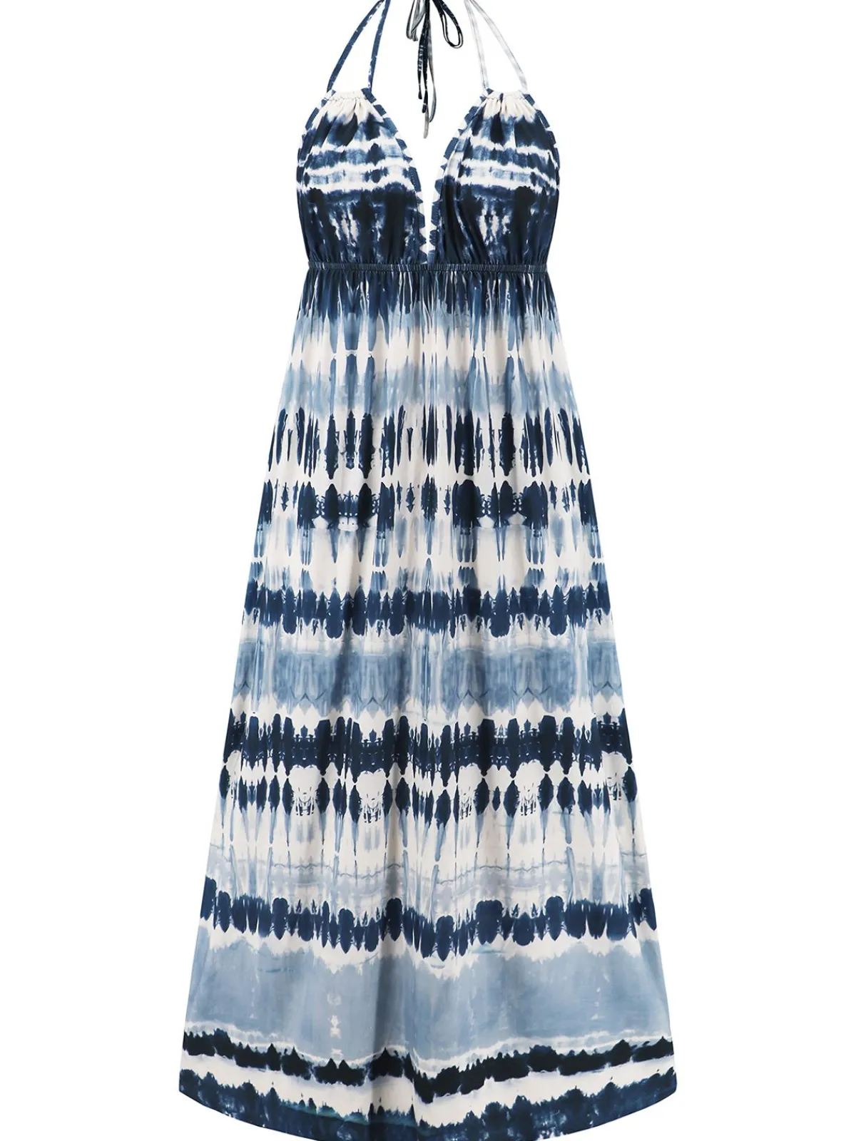 Clearance Retro Stage 1940s Backless Tie Dye Long Dress Blue