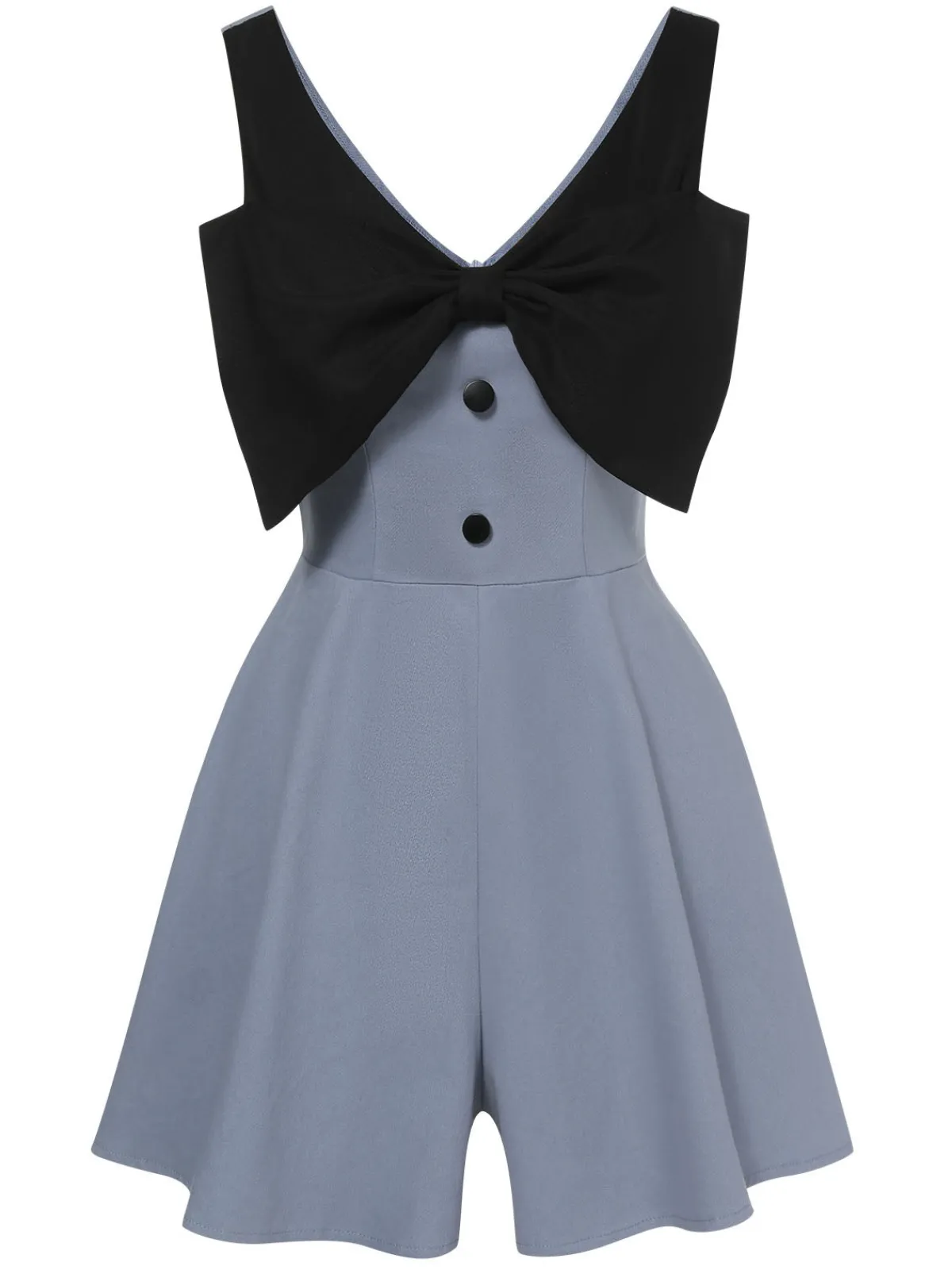 Clearance Retro Stage Blue 1950s Big Bowknot Patchwork Romper Light Blue