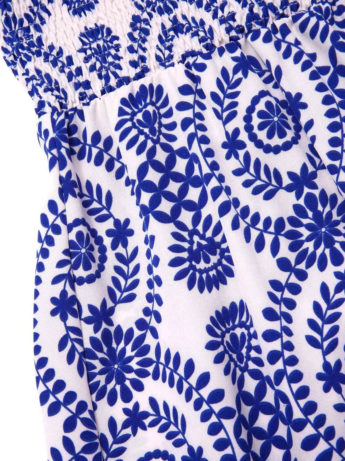Discount Retro Stage 1970s Bohemian Straps Print Sleeveless Dress Blue