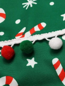 Best Retro Stage Blue 1950s Candy Cane One-Shoulder Dress