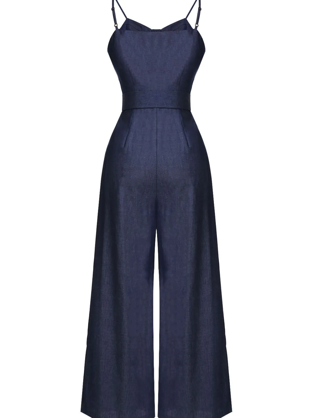 Online Retro Stage Blue 1930s Cowboy Solid Strap Jumpsuit