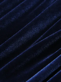 Hot Retro Stage Blue 1960s 3D Butterfly Velvet Pencil Dress Navy Blue
