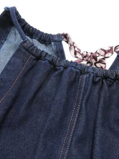 Fashion Retro Stage Blue 1940s Tie Back Dress Denim
