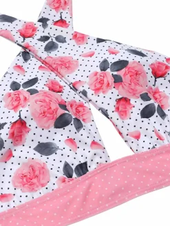 Best Retro Stage Blue 1940s Floral Cross Halter Swimsuit