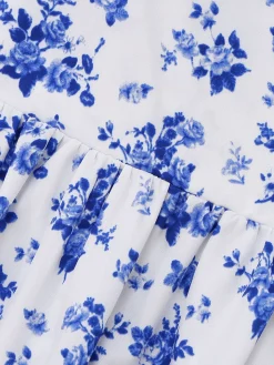 Outlet Retro Stage 1950s Floral Spaghetti Strap Dress Blue