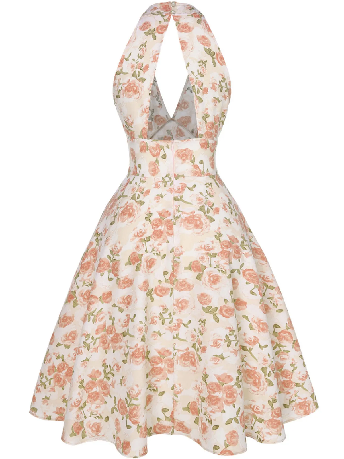 Clearance Retro Stage Blue 1950s Floral V-Neck Dress