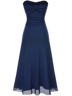 Outlet Retro Stage 1930s Gemstone Mesh Bandeau Dress With Scarf Blue