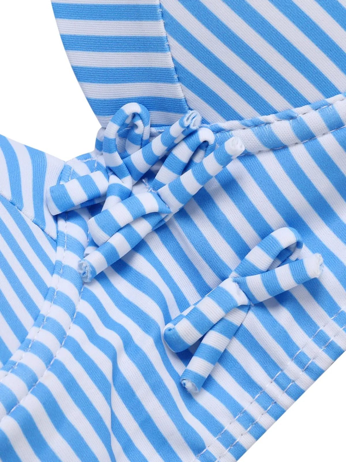 Best Retro Stage 1950s Halter Bow Stripes Swimsuit Blue