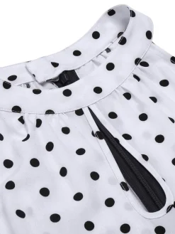 Online Retro Stage 1940s Halter Polka Dot Jumpsuit Blue
