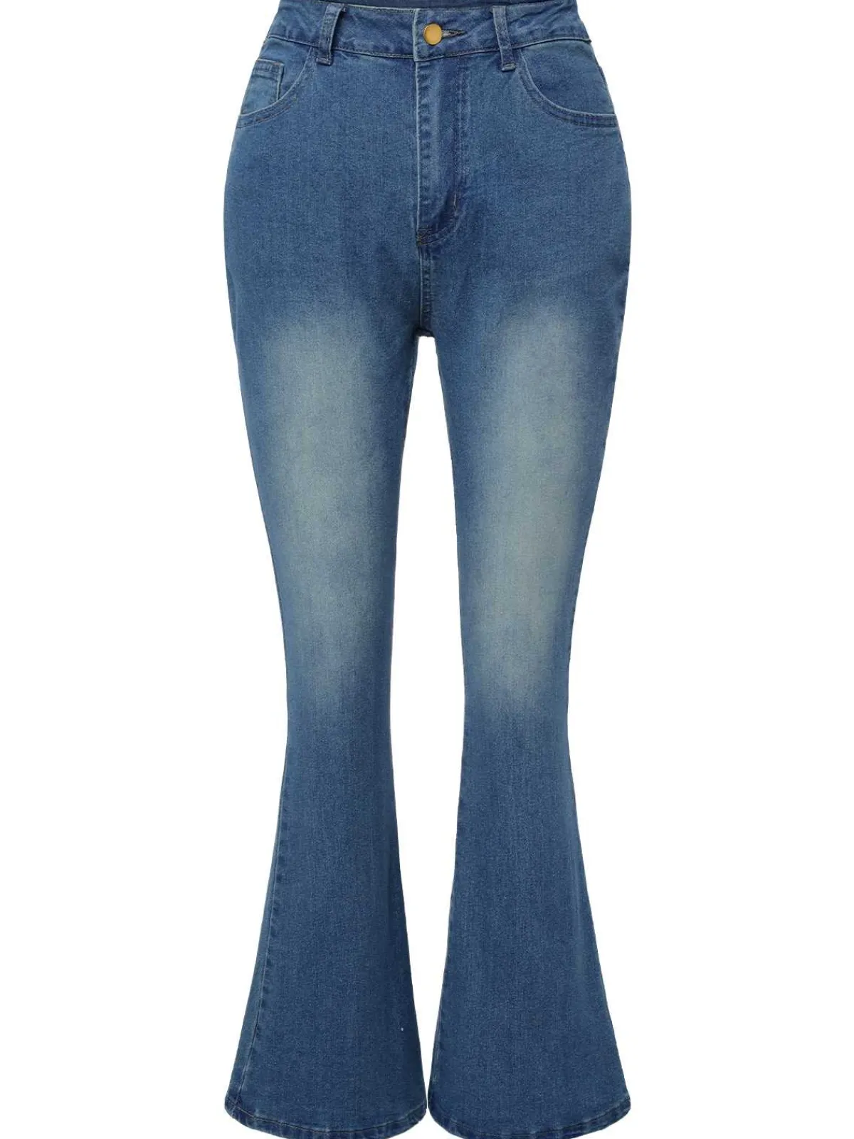 Sale Retro Stage 1930s High Waist Flare Jeans Blue