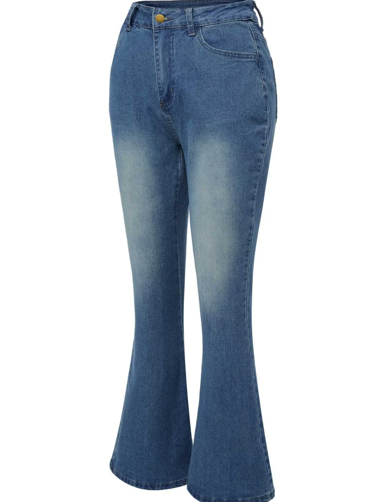 Sale Retro Stage 1930s High Waist Flare Jeans Blue
