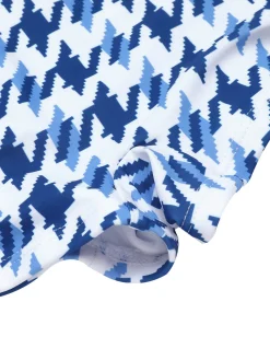 Clearance Retro Stage 1940s Houndstooth Bow Halter Swimsuit Blue