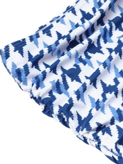 Clearance Retro Stage 1940s Houndstooth Bow Halter Swimsuit Blue