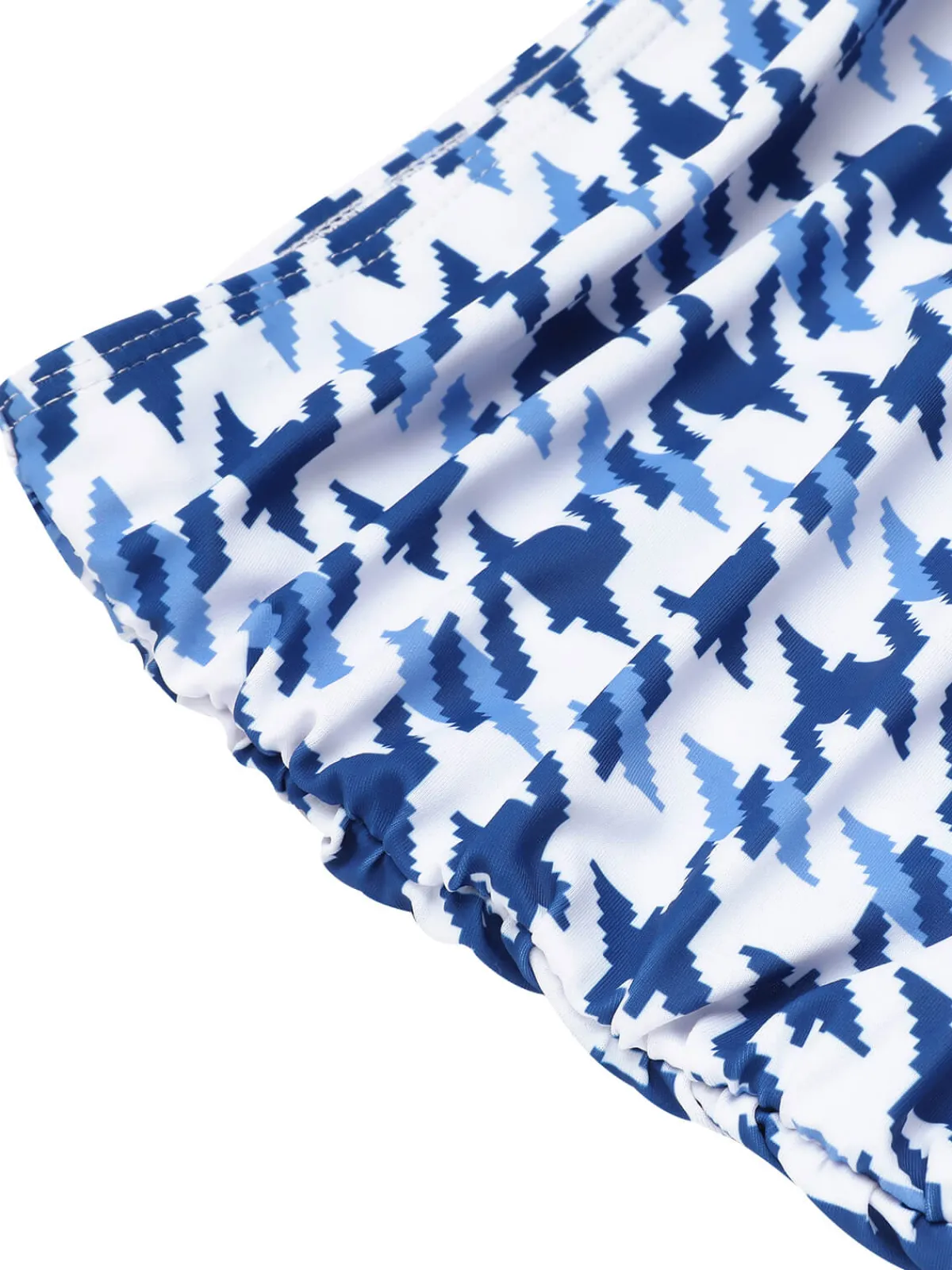 Clearance Retro Stage 1940s Houndstooth Bow Halter Swimsuit Blue