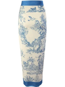 Outlet Retro Stage 1960s Ink Floral Patchwork Tie-Up Cover-Up Blue