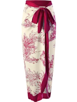 Outlet Retro Stage 1960s Ink Floral Patchwork Tie-Up Cover-Up Blue