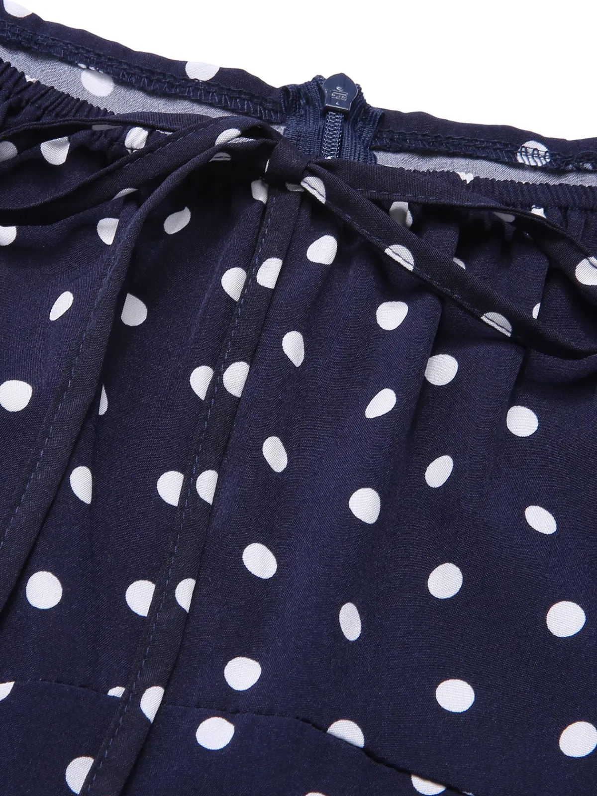 Hot Retro Stage 1940s Lantern Sleeve Polka Dots Dress Blue