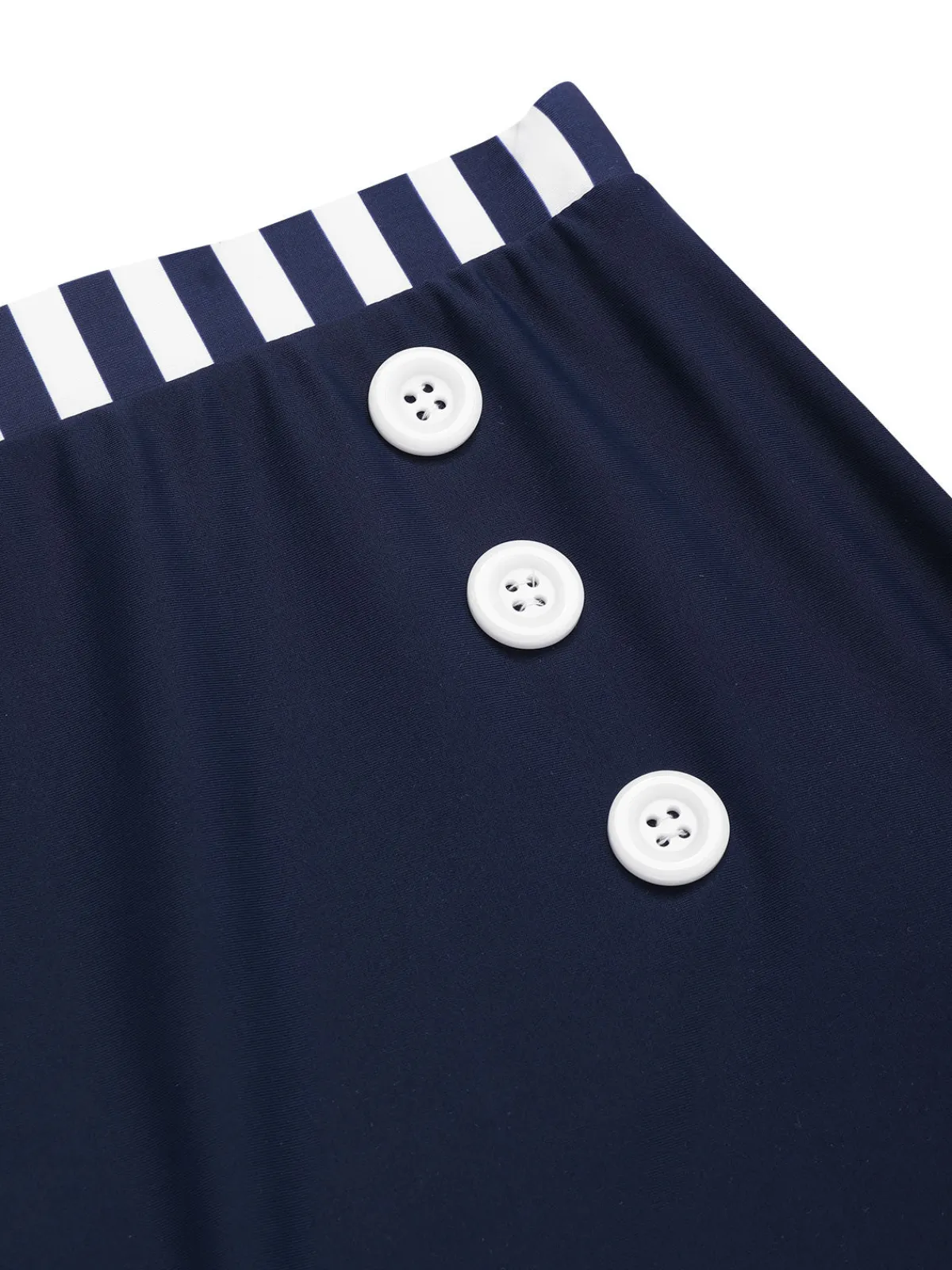 Clearance Retro Stage Blue 1940s Navy Style Patchwork Swimsuit Dark Blue
