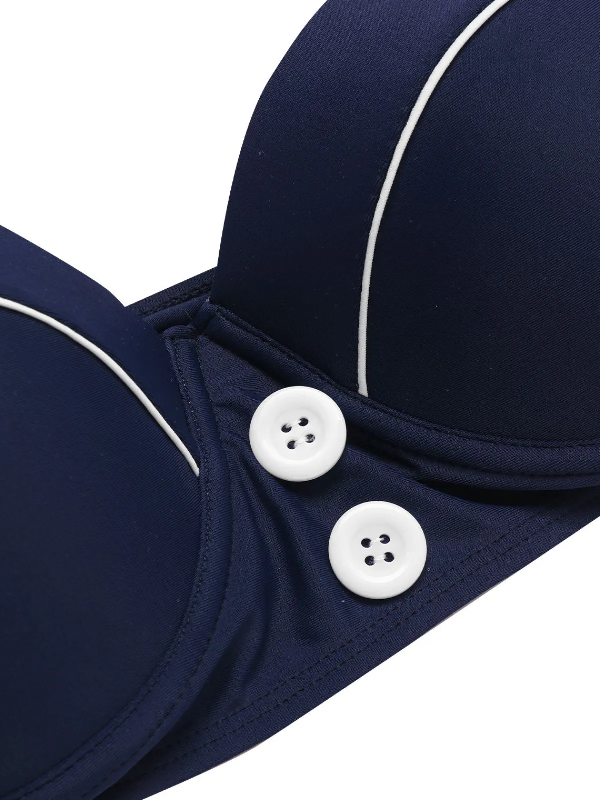 Clearance Retro Stage Blue 1940s Navy Style Patchwork Swimsuit Dark Blue