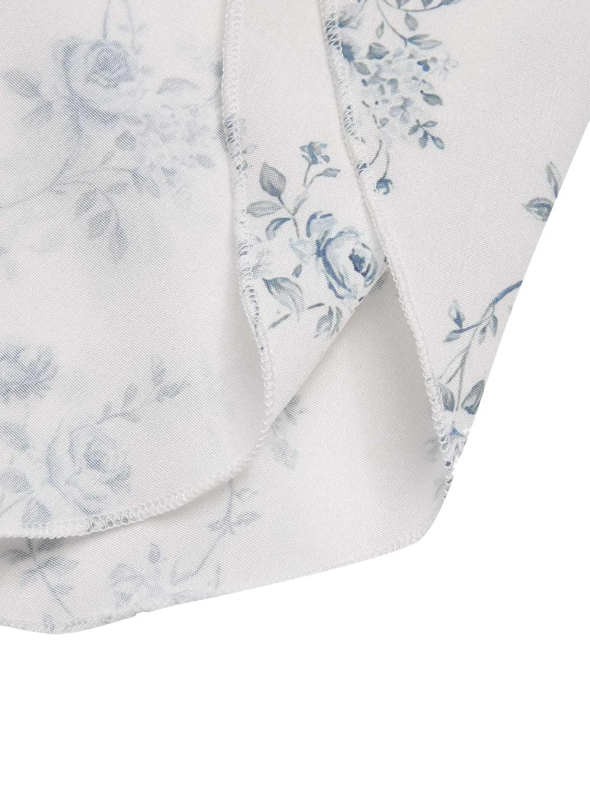 Online Retro Stage 1930s Off-Shoulder Floral Ruffles Hem Dress Blue