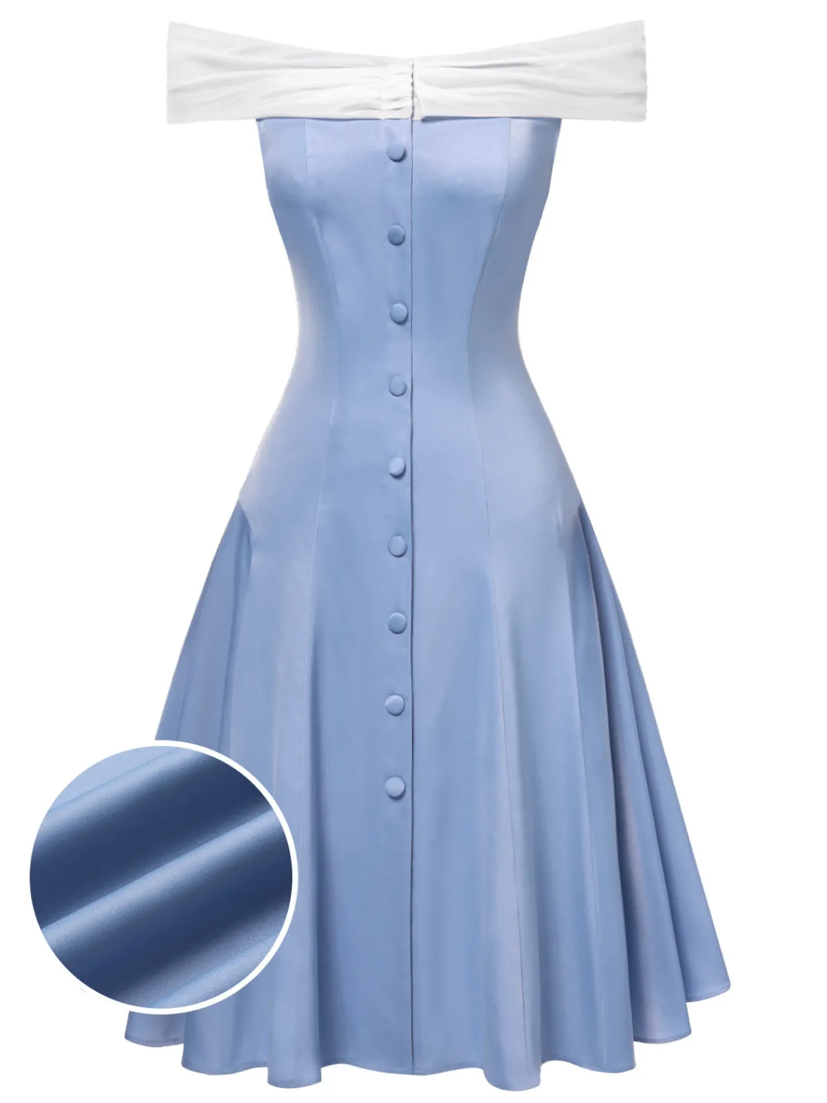 New Retro Stage 1950s Off-Shoulder Tulle Princess Dress Blue