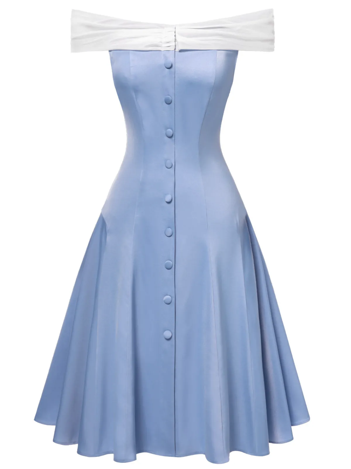 New Retro Stage 1950s Off-Shoulder Tulle Princess Dress Blue