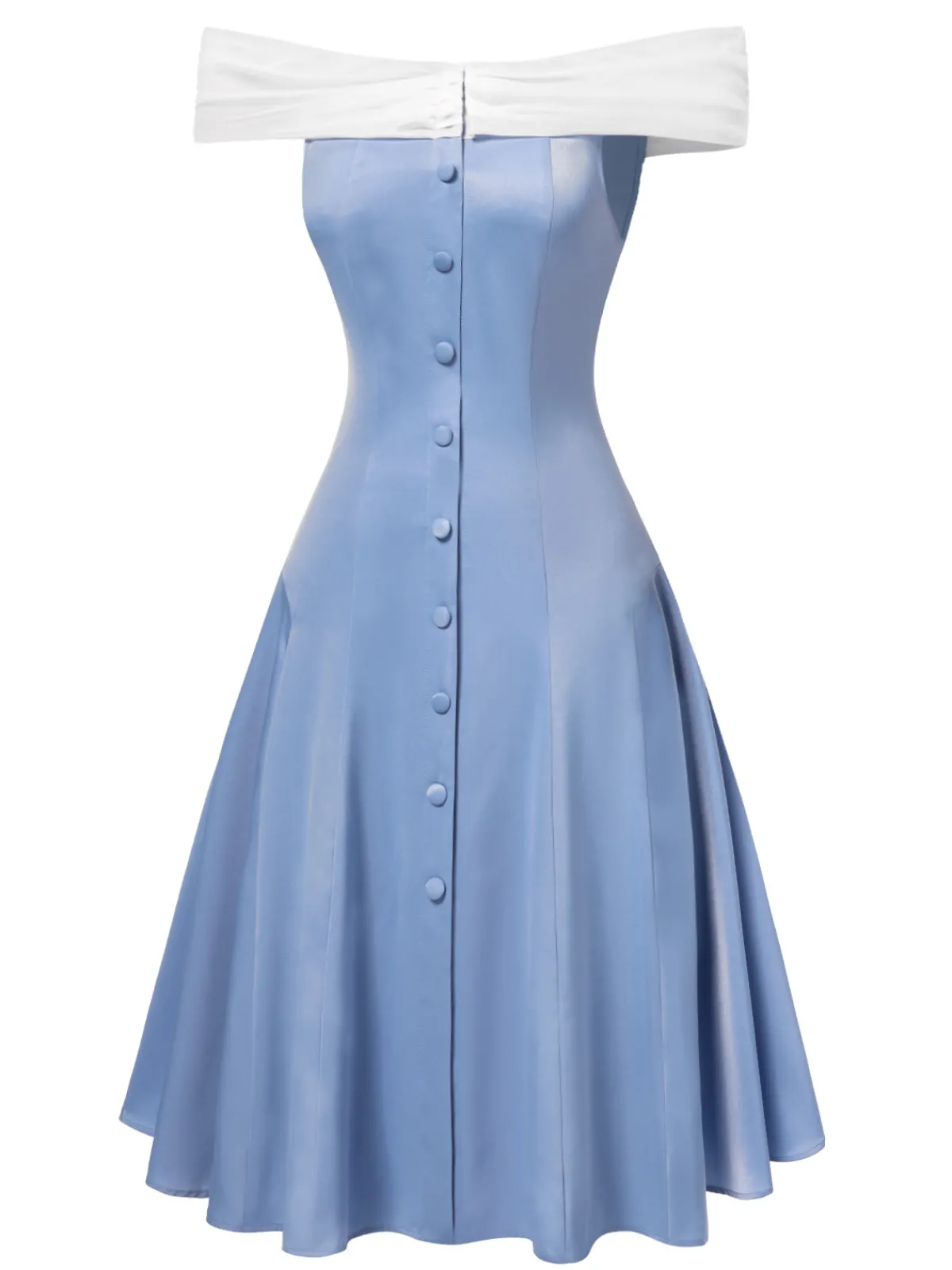 New Retro Stage 1950s Off-Shoulder Tulle Princess Dress Blue