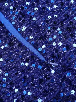 New Retro Stage 1920s One-Shoulder Sequined Mermaid Dress Blue
