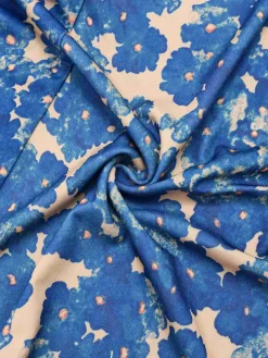 Hot Retro Stage 1940s Painting Floral Straps Dress Blue