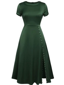 New Retro Stage Blue 1940s Pearl Buttons Darlene Dress