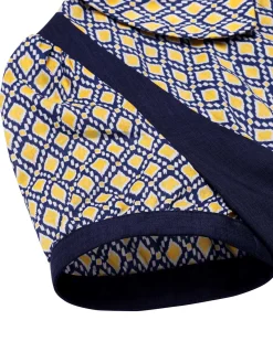 Fashion Retro Stage Blue 1960s Peter Pan Collar Diamond-Print Dress Cobalt Blue