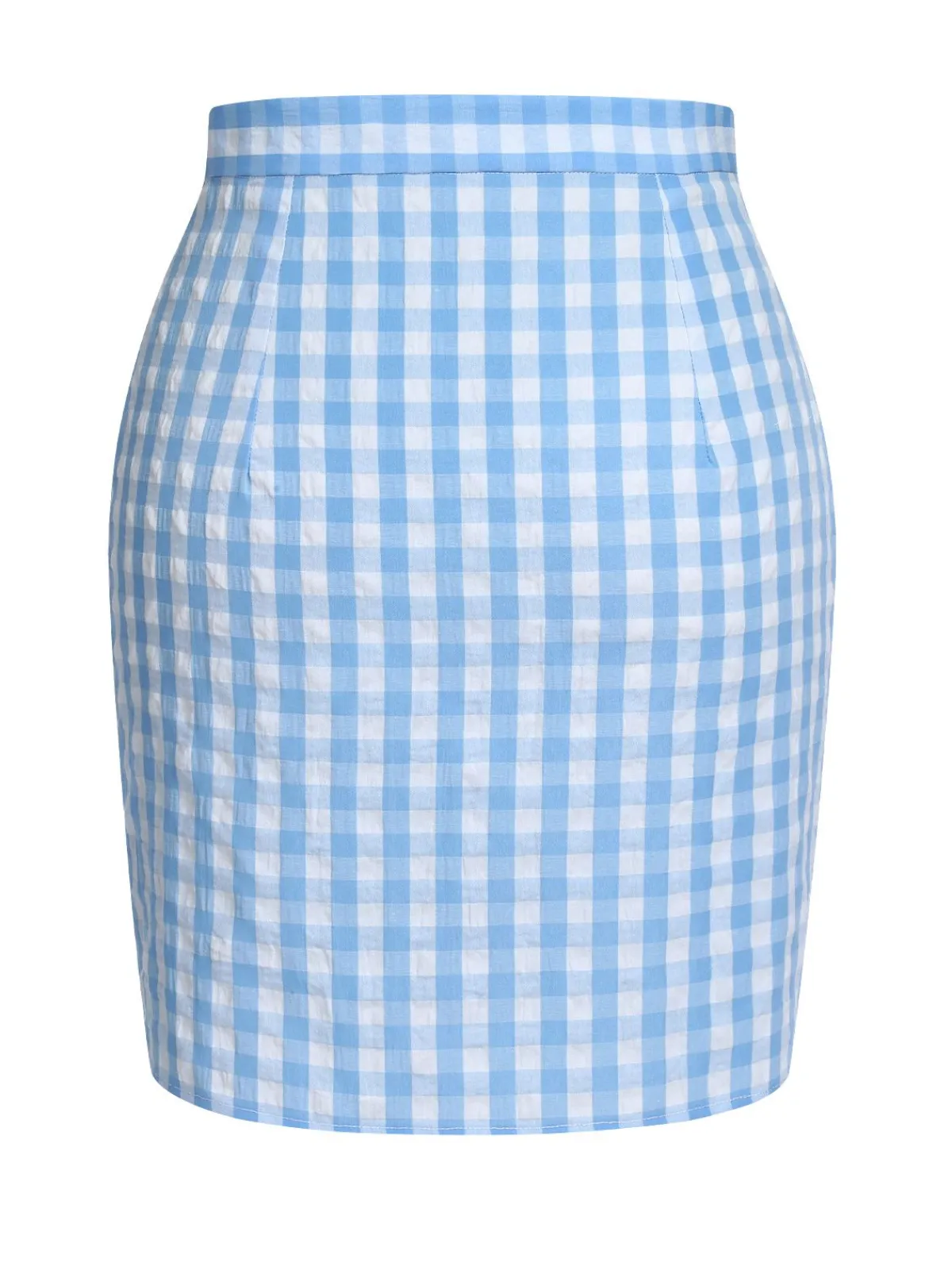 Best Retro Stage 1960s Plaid BowKnot Skirts Blue