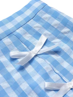 Best Retro Stage 1960s Plaid BowKnot Skirts Blue