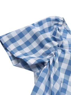 Outlet Retro Stage Blue 1950s Plaid Swing Dress