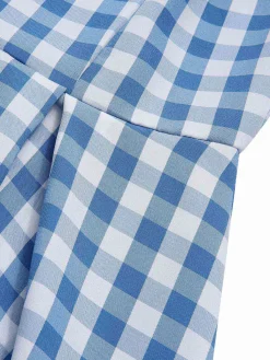 Outlet Retro Stage Blue 1950s Plaid Swing Dress